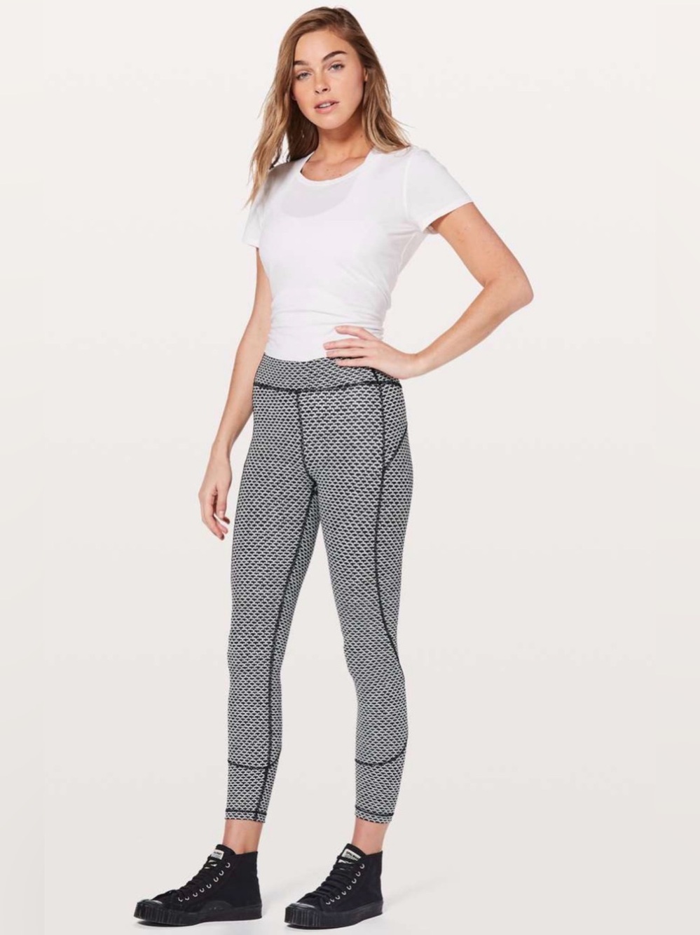 Lululemon In Movement 7/8 Tight (Everlux 25") in the "Monochromic Black" Sz 10
